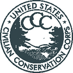 The green, circular United States Civilian Conservation Corps logo with trees