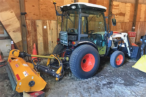 Tractor, indoors, garage, equipment